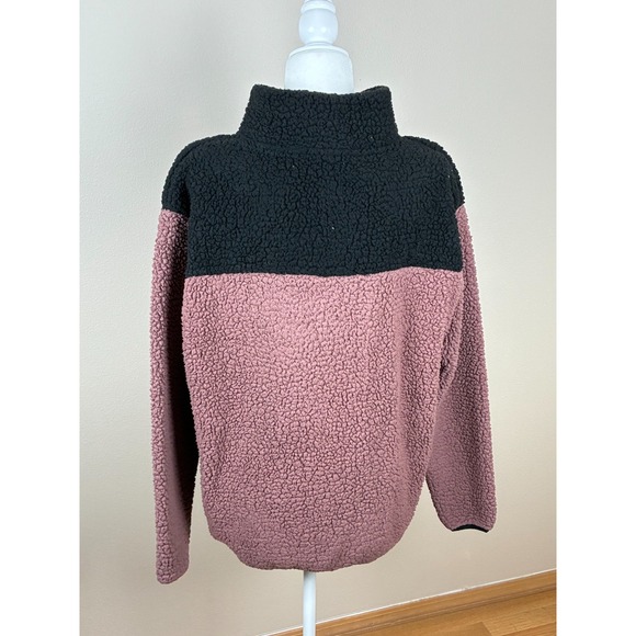 PINK Victoria's Secret Black and Pink Full Zip Sherpa/Fleece Jacket Size Large - Picture 2 of 13